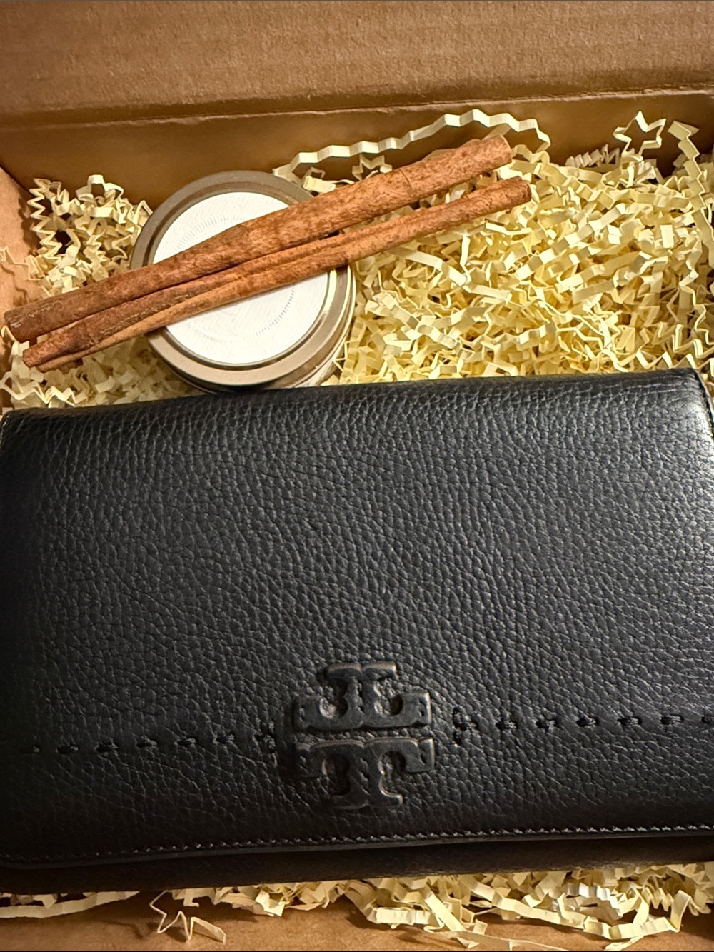 Tory Burch McGraw Flat Pebbled Leather Wallet Crossbody Missing strap